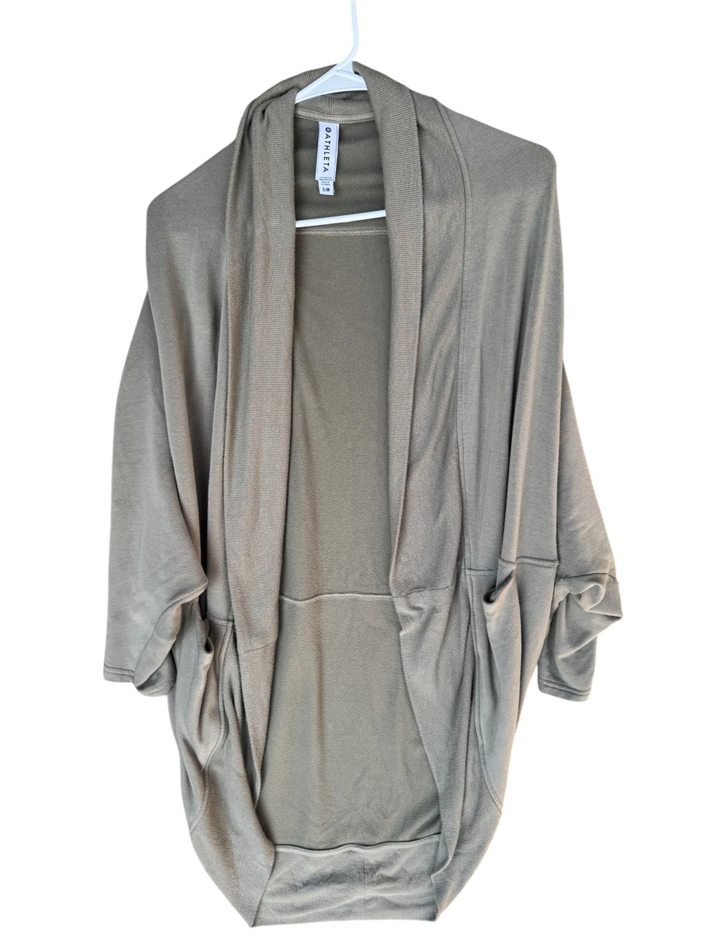 Athleta Olive Green Ethereal Cocoon Wrap Cardigan Sweater